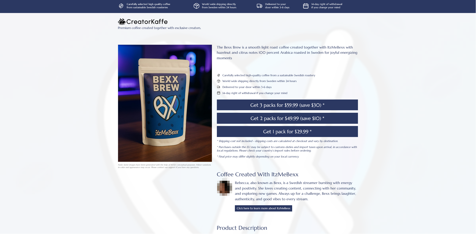 screenshot of CreatorCoffee