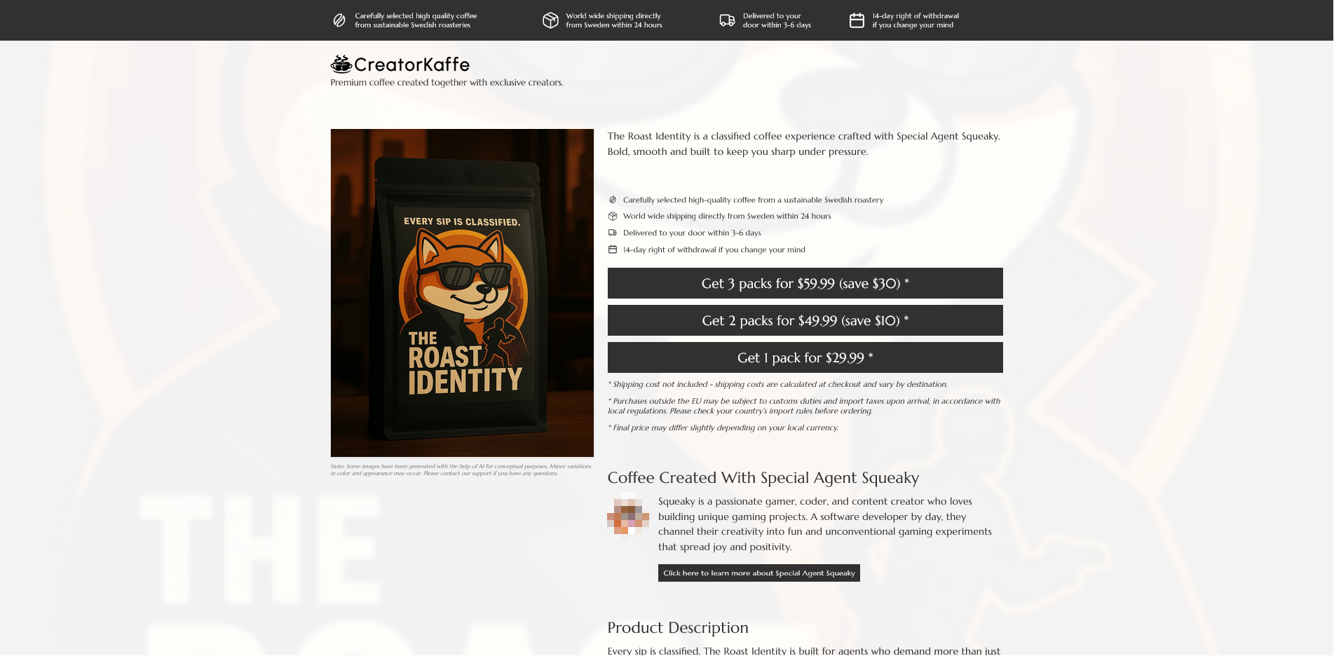 screenshot of CreatorCoffee